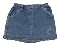 Modrá rifľová sukňa s kvietkami