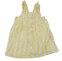 Žluto-bílé pruhované melírované propínací šaty s volánky H&M