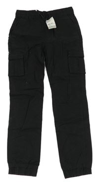 Nové - černé cargo cuff plátěné kalhoty Denim Co.