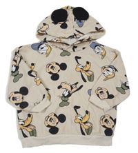 Světlebéžová oversize mikina s Mickey s kamarády a kapucí H&M
