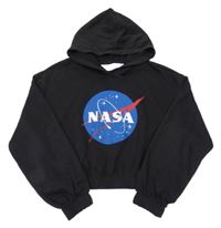 Čierna crop mikina s nápisem - NASA a kapucňou H&M
