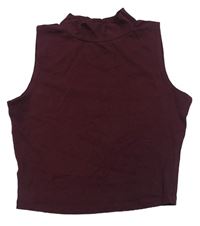Vínový crop top so stojačikom New Look