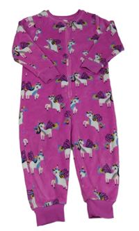 Fuchsiový chlpatý overal s jednorožcami zn. Next