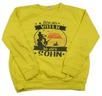 Horčicová mikina s rybářským motívom zn. AWDis