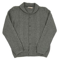 Tmavošedý melírovaný propínací svetr s límcem Bluezoo