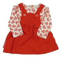 Bielo-červené teplákové šaty so srdiečkami Tutto Piccolo