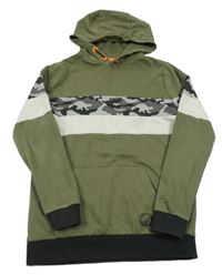 Khaki-šedo-army mikina s kapucí F&F