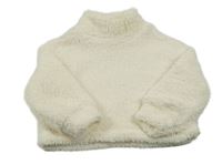 Krémová chlpatá crop mikina so stojačikom Shein