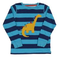 Modro-tmavomodré pruhované triko s dinosaurem Next