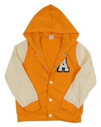 Oranžovo-krémová prepínaci mikina s písmenem a kapucňou Shein