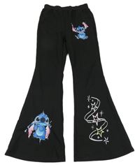 Černé sportovní flare legíny se Stitchem