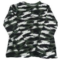 Kaki-čierno-biele vzorované tričko George