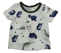 Nové - Biele tričko s dinosaurami PatPat