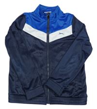 Tmavomodro-modro-biela športová prepínaci mikina s logom Slazenger
