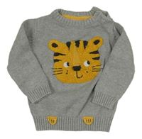 Sivý melírovaný sveter s tigrom C&A