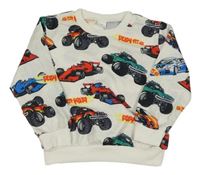 Smotanová mikina s formulami a monster trucky