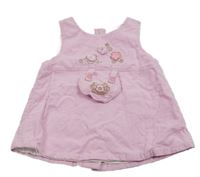 Ružové menšestrové šaty s výšivkami květin a srdcem C&A