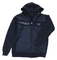 Černá šusťákovo/tepláková propínací mikina s kapucí Adidas