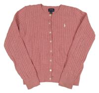 Starorůžový propínací svetr Ralph Lauren