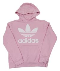 Růžová mikina s logem a kapucí Adidas