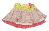 Žlto-ružová kvetovaná ľahká vrstvená sukňa