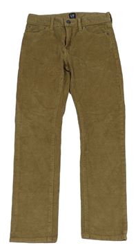 Tmavobéžové menšestrové regular standard stretch slim nohavice GAP