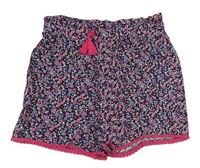 Čierno-ružové kvetované ľahké kraťasy Primark