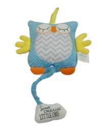 Modrá plyšová hrací sova