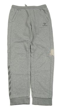 Sivé melírované tepláky s logom Hummel