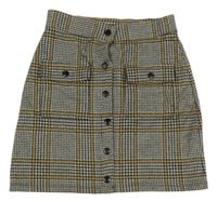 Sivo-čierno-okrová vzorovaná sukňa s vreckami F&F