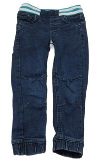 Tmavomodré rifle s modro-bielým úpletovým pasom Impidimpi