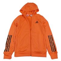 Oranžová sportovní funkční propínací mikina s logem a kapucí Adidas