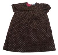 Hnedé bodkovaná é menšestrové šaty Topolino