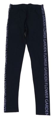 Tmavomodré legíny s nápisom