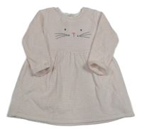 Růžovo-bílé sametové pruhované šaty s čumákem Next