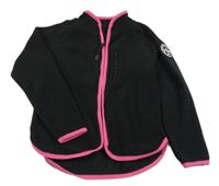 Čierna fleecová prepínaci mikina s růžovým lemem