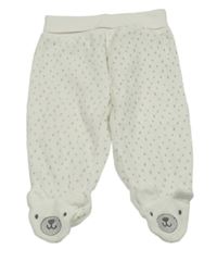 Smetanové vzorované sametové polodupky s medveďmi