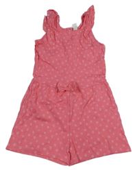 Růžový vzorovaný kraťasový overal Topolino