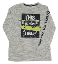 Sivé melírované tričko s potlačou Y.F.K.