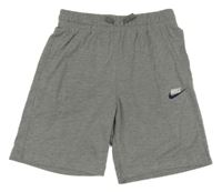 Šedé melírované teplákové kraťasy s logem - Nike