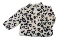 Smetanovo-černá leopardí kožešinová podšitá bunda Pep&Co