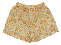 Žlto-oranžové ľahké kvetované kraťasy shein