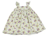 Smotanové kvetované krepové šaty George