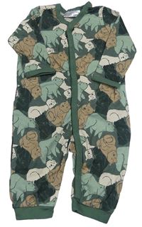 Khaki-hnědý bavlněný overal s medvídky Ergee