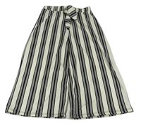 Bílo-černé pruhované culottes kalhoty 