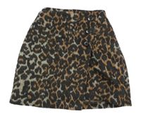 Sivo-hnedo-čierna vlnená sukňa s leopardím vzorom Next