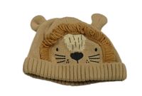 Hnědá čepice s lvíčkem a oušky Next