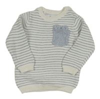 Bielo-svetlomodrý pruhovaný sveter F&F