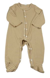 Béžovo-biely rebrovaný pruhovaný overal Shein