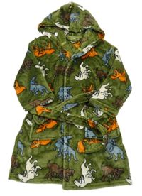 Khaki plyšový župan s diny a kapucí Little kids